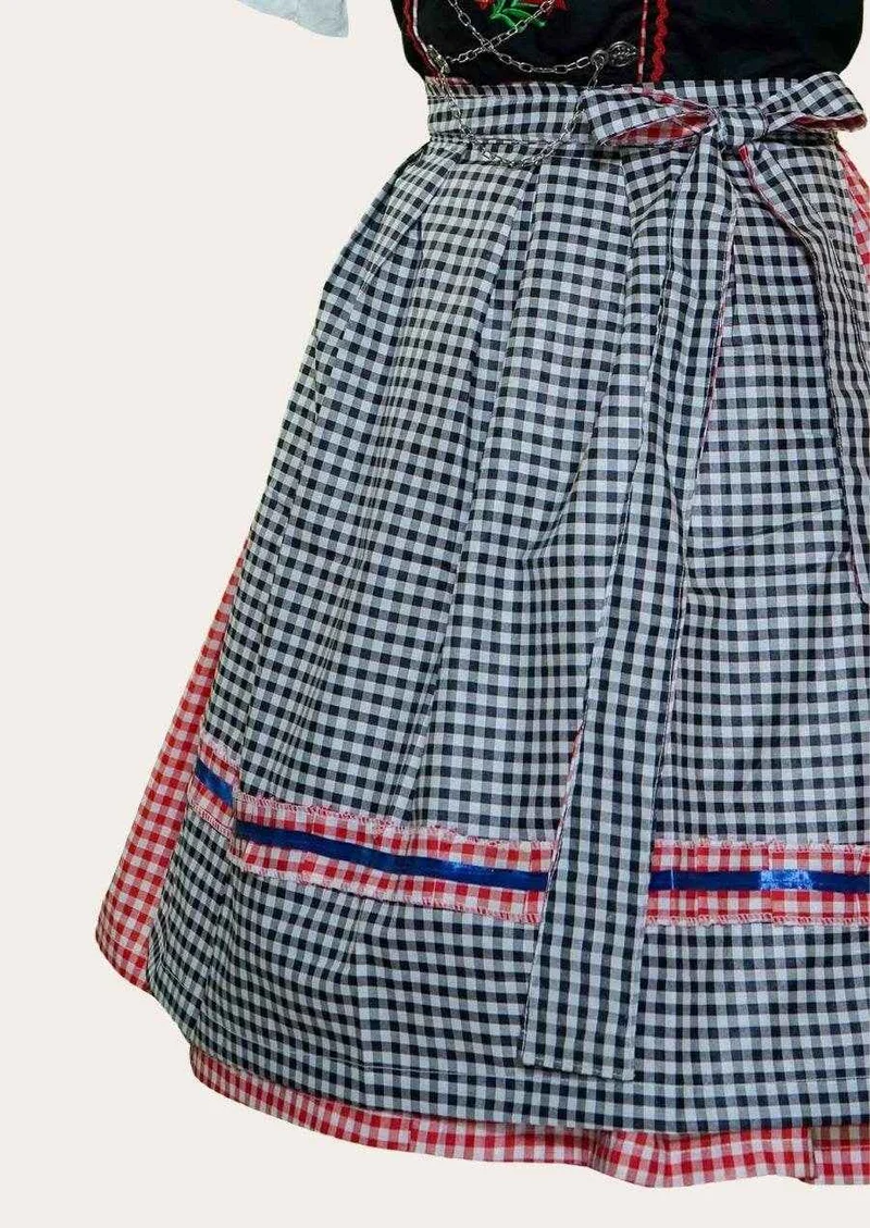 Zünftiges Midi Dirndl mit floralem Muster & Bänderschnürung