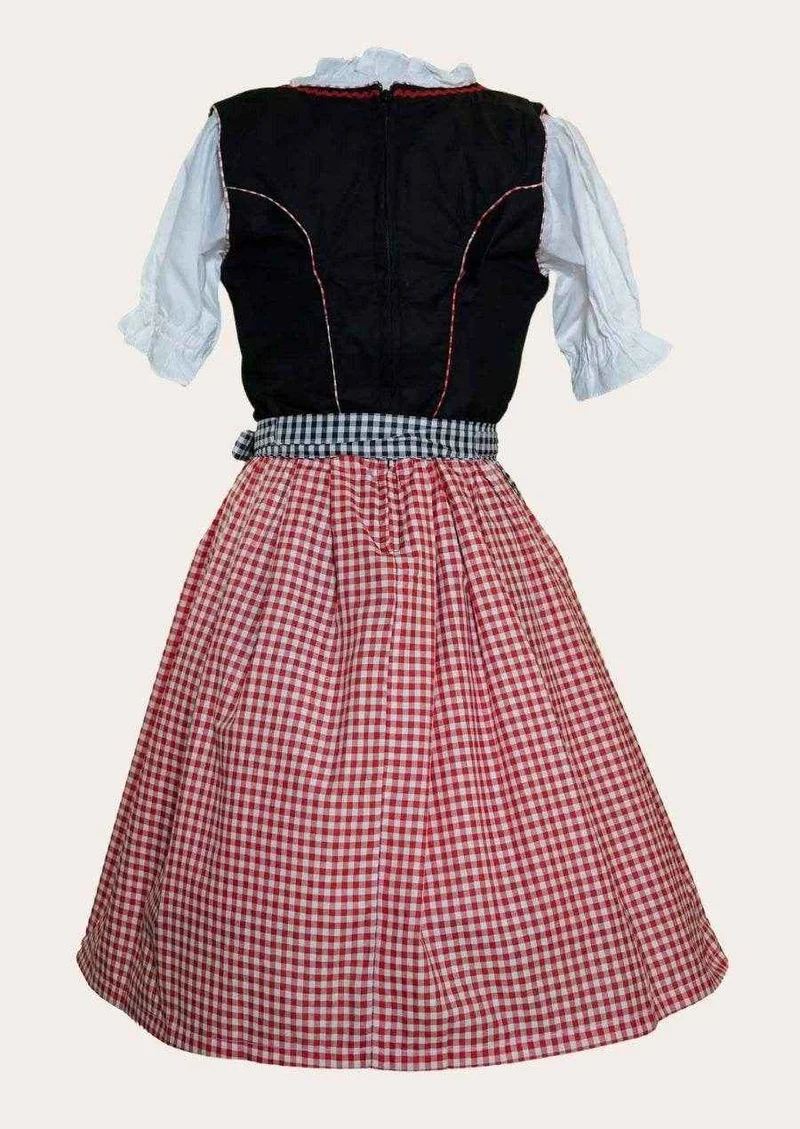 Zünftiges Midi Dirndl mit floralem Muster & Bänderschnürung