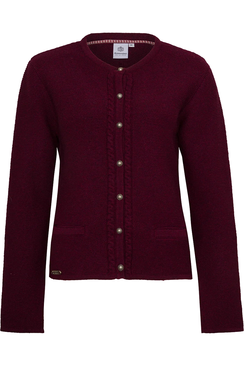 Damen Strickjacke mit Wolle - bordeaux