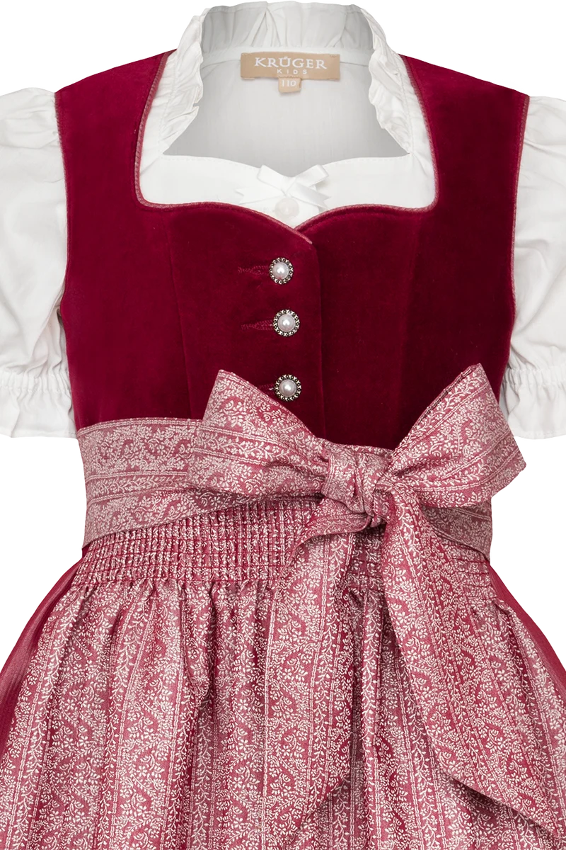 Kinderdirndl aus Samt mit Herz-Ausschnitt