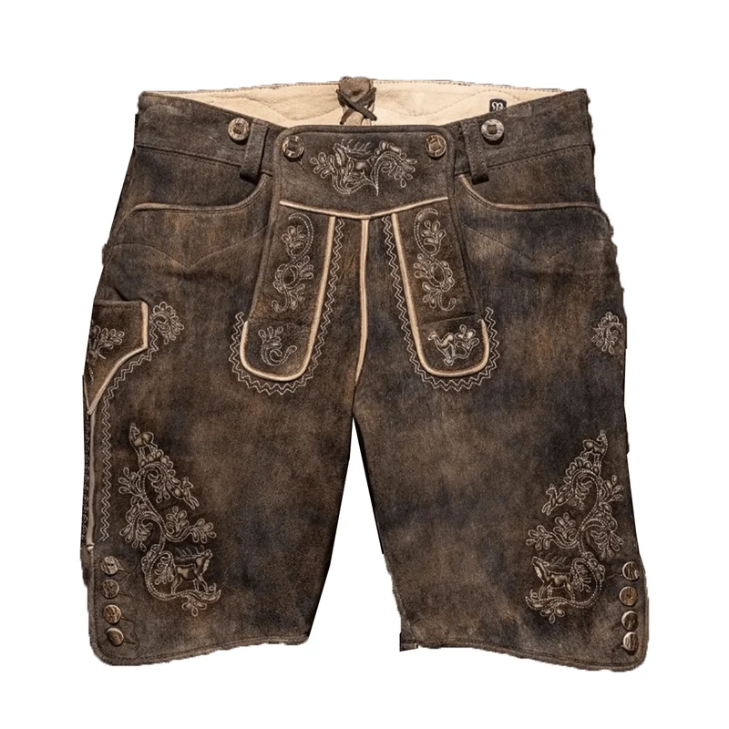 Trachtenlederhose Herren dunkelbraun Hirsch