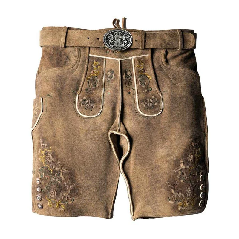 Herrenlederhose kurz mit Stegträgern