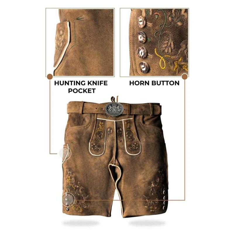 Herrenlederhose kurz mit Stegträgern