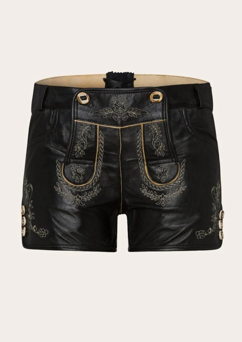 Damen Trachtenhose aus Veloursleder mit Stickmuster