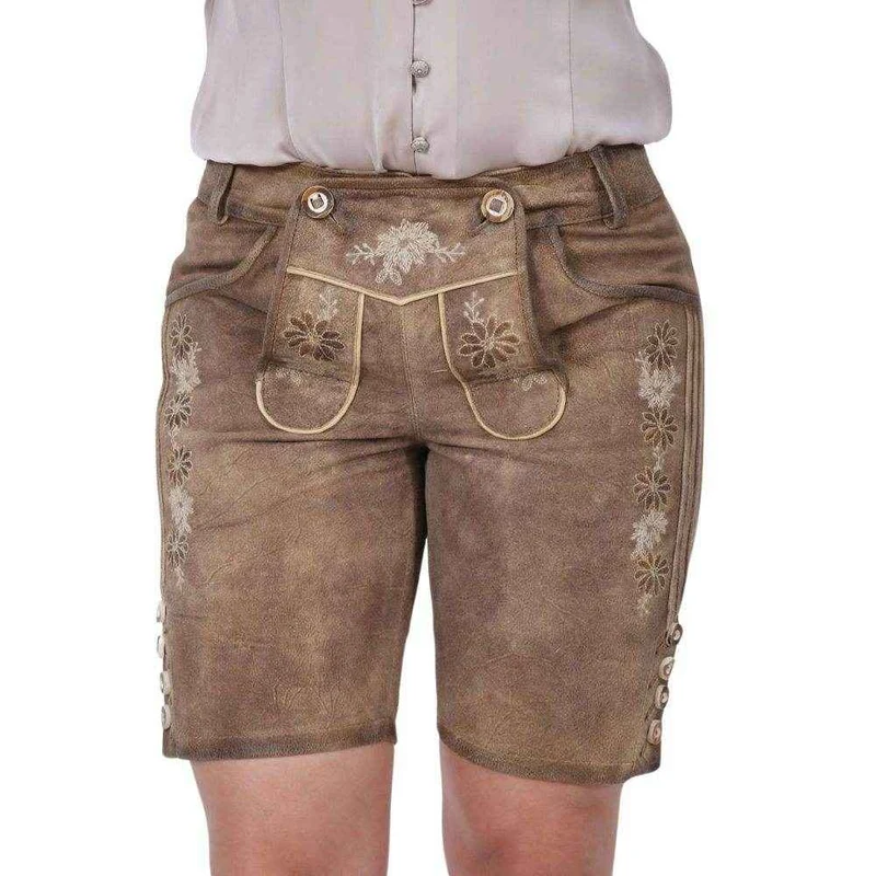 Damenlederhose kurz im Trachtenstil