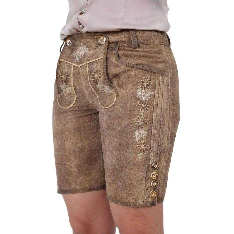 Damenlederhose kurz im Trachtenstil