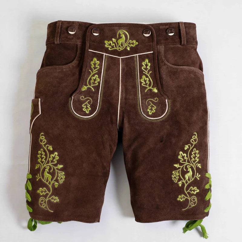 Männer Kurze Lederhose mit Alpen-Stil Design