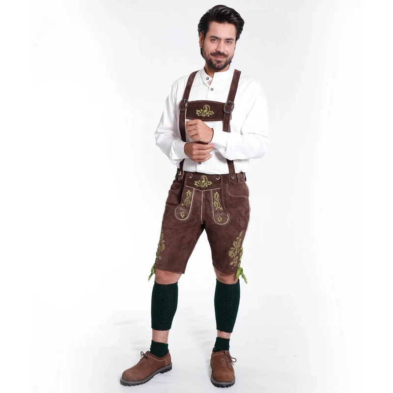 Männer Kurze Lederhose mit Alpen-Stil Design
