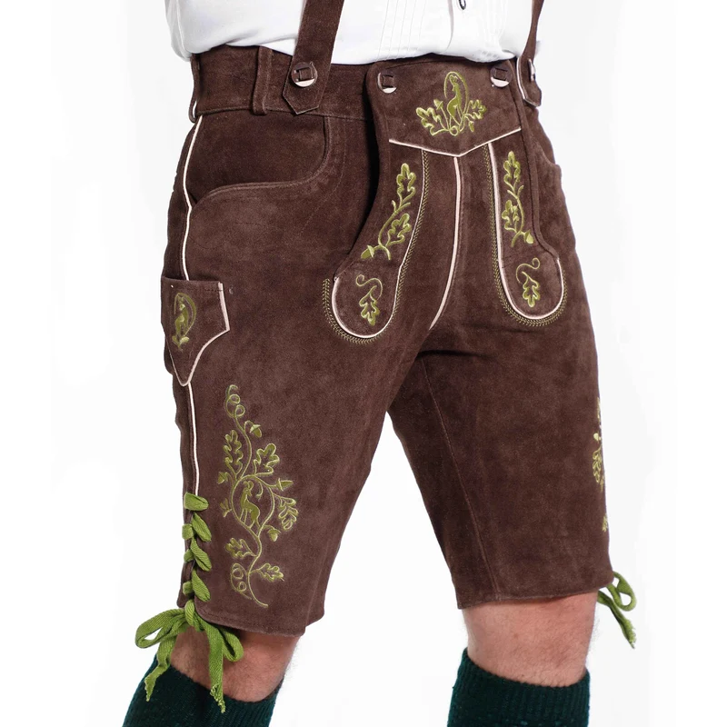 Männer Kurze Lederhose mit Alpen-Stil Design