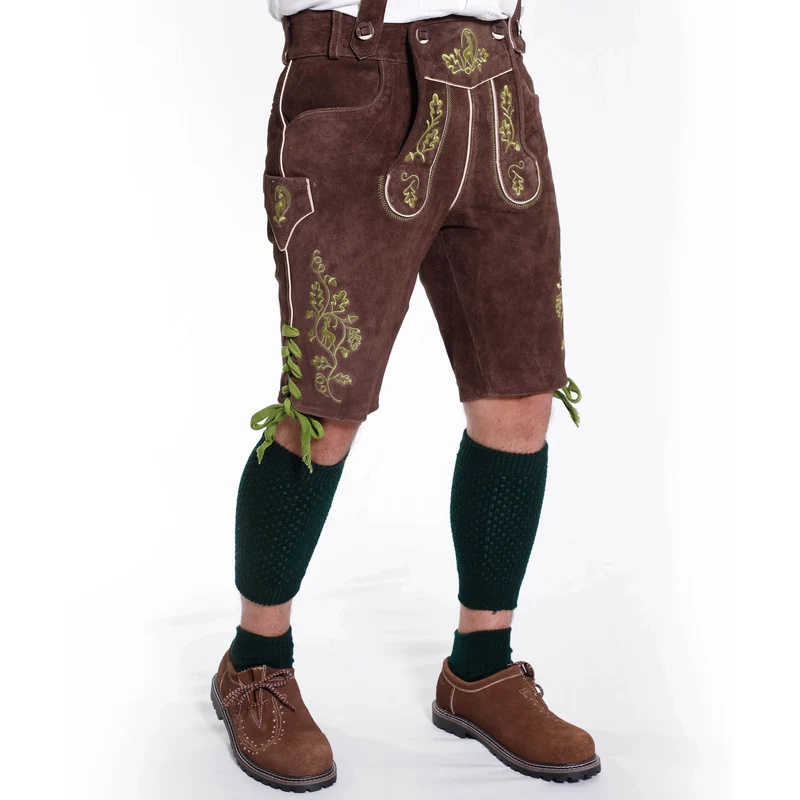 Männer Kurze Lederhose mit Alpen-Stil Design