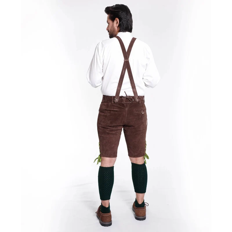 Männer Kurze Lederhose mit Alpen-Stil Design