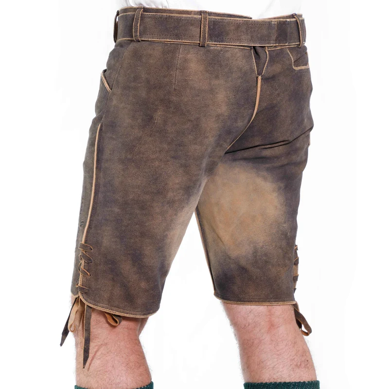 Zünftige Herren Lederhose aus Wildleder mit Hirschmotiv