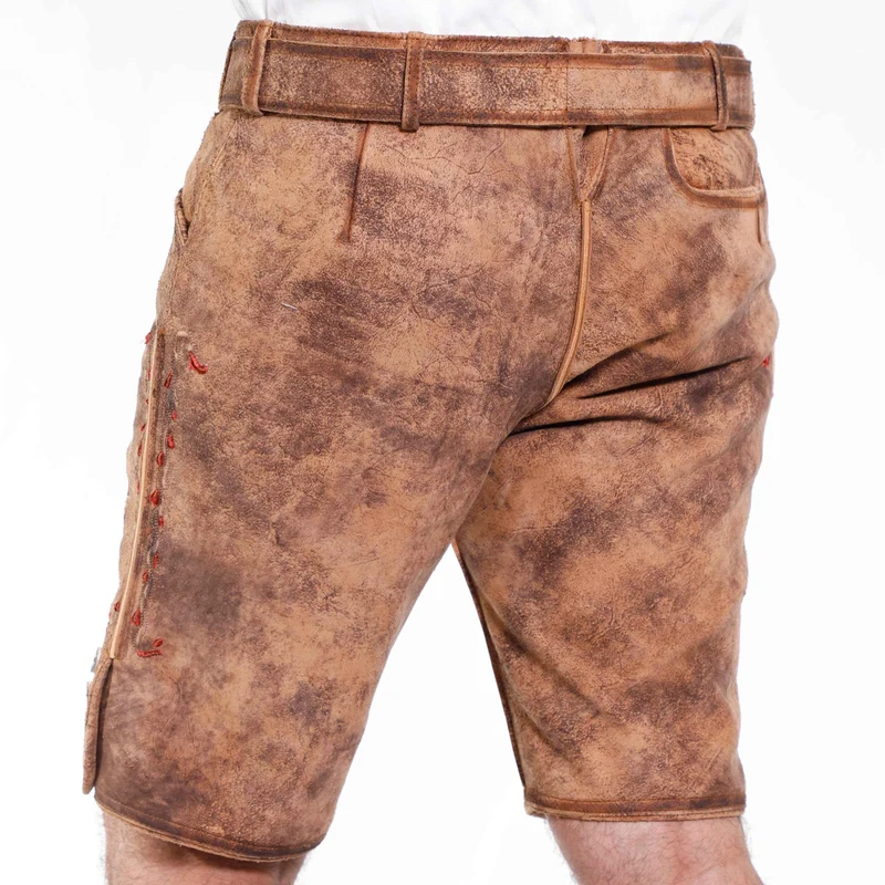 Bayerische Kurz Trachtenlederhose mit Stickerei