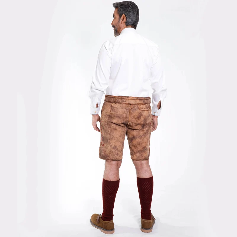Bayerische Kurz Trachtenlederhose mit Stickerei