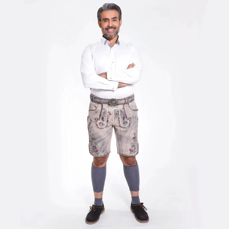 Herren Lederhose kurz mit Trägern für Wiesn & Fest