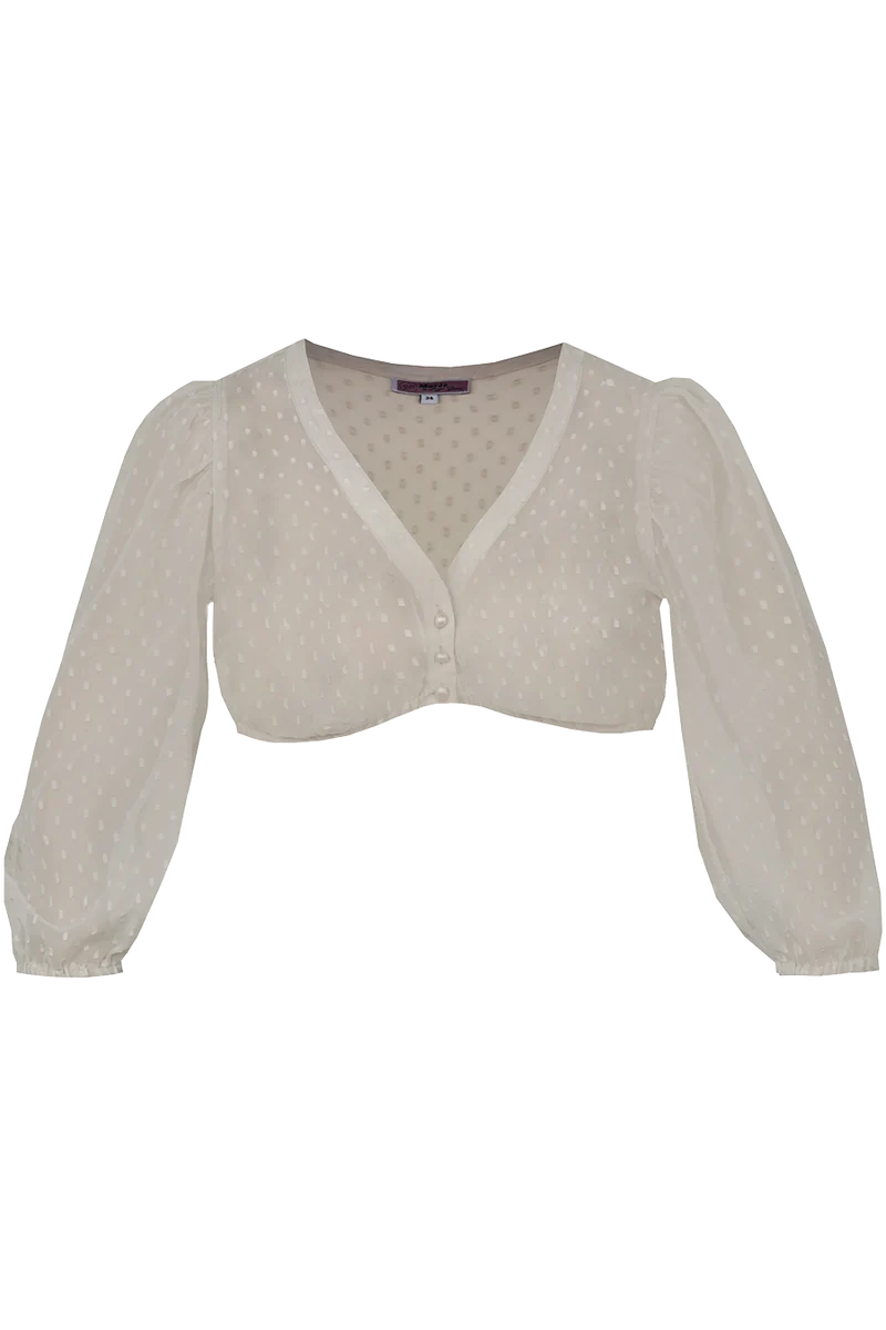 Dirndlbluse mit V-Ausschnitt und weiten Ärmeln