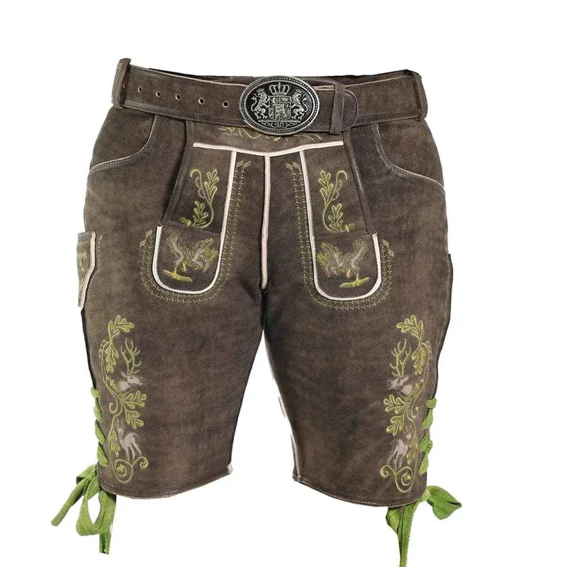 Lederhose Herren kurz mit Trachtenmuster aus Bayern