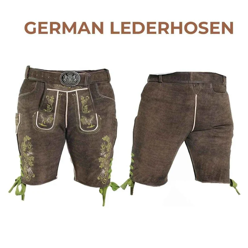 Lederhose Herren kurz mit Trachtenmuster aus Bayern