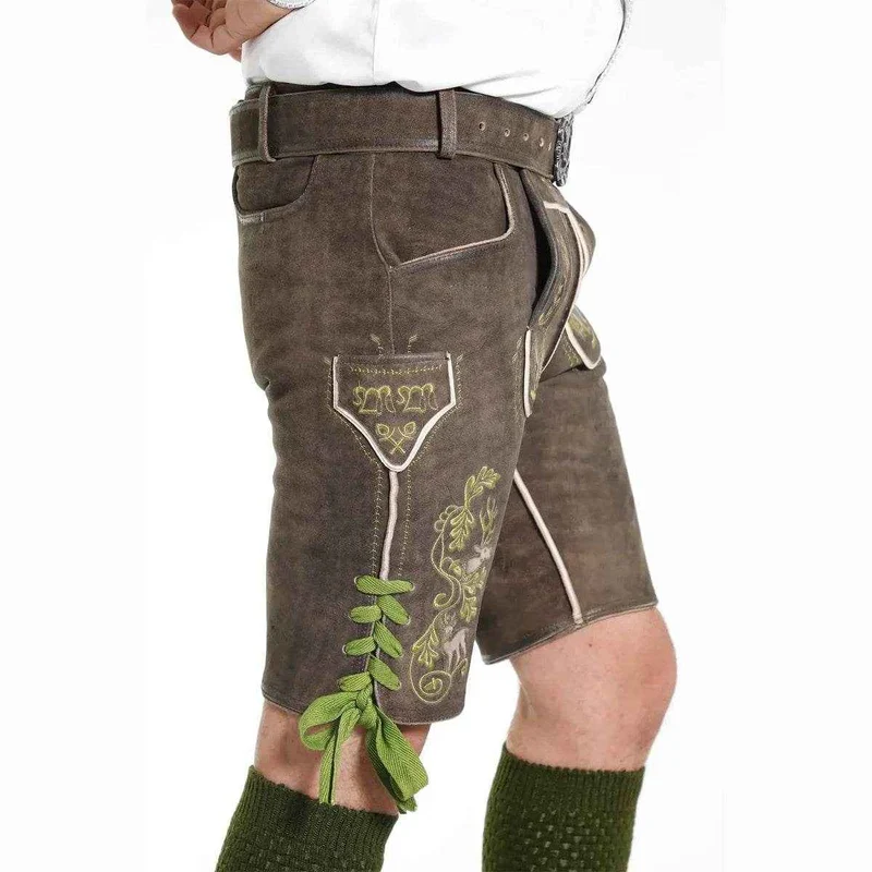 Lederhose Herren kurz mit Trachtenmuster aus Bayern