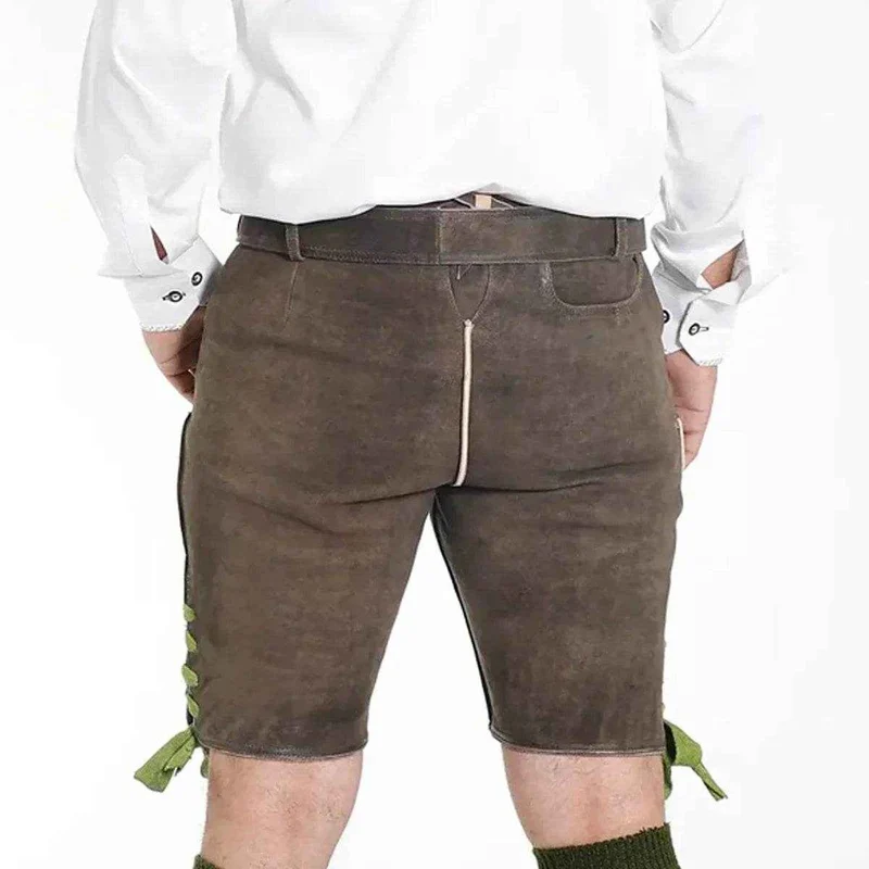 Lederhose Herren kurz mit Trachtenmuster aus Bayern