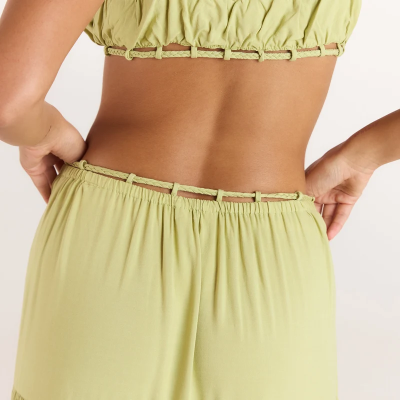 Gerüschtes Bralette (Set) - Gewaschene Limone