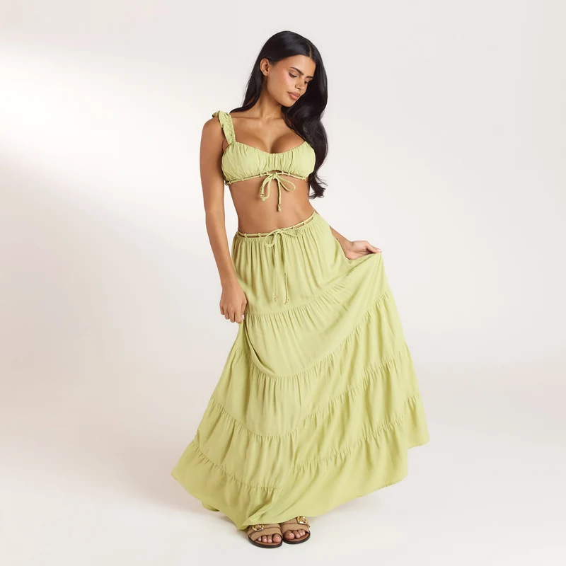 Gerüschtes Bralette (Set) - Gewaschene Limone