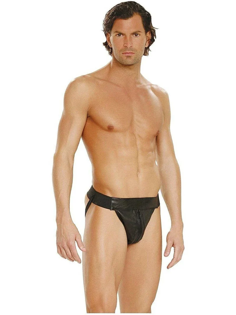 Elegant Moments Herren-Jockstrap aus Leder – Premium-Leder in Schwarz, Einheitsgröße & XL