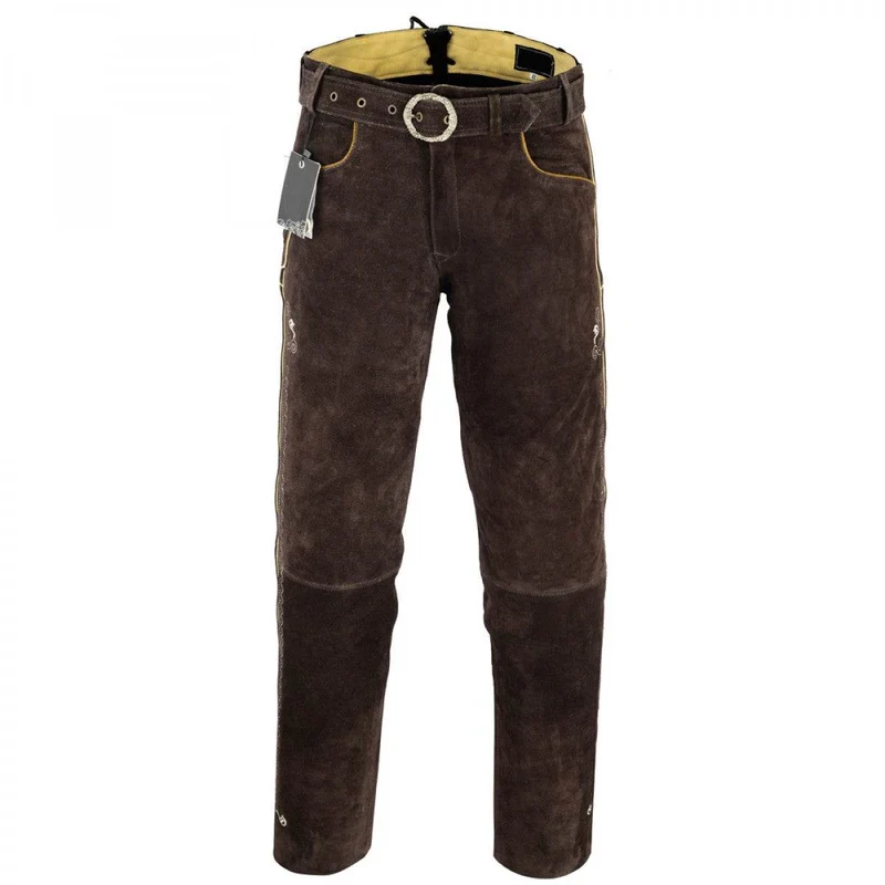 Herren Trachtenlederhose kurz mit Stickerei & Trägern