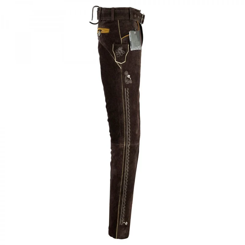 Herren Trachtenlederhose kurz mit Stickerei & Trägern