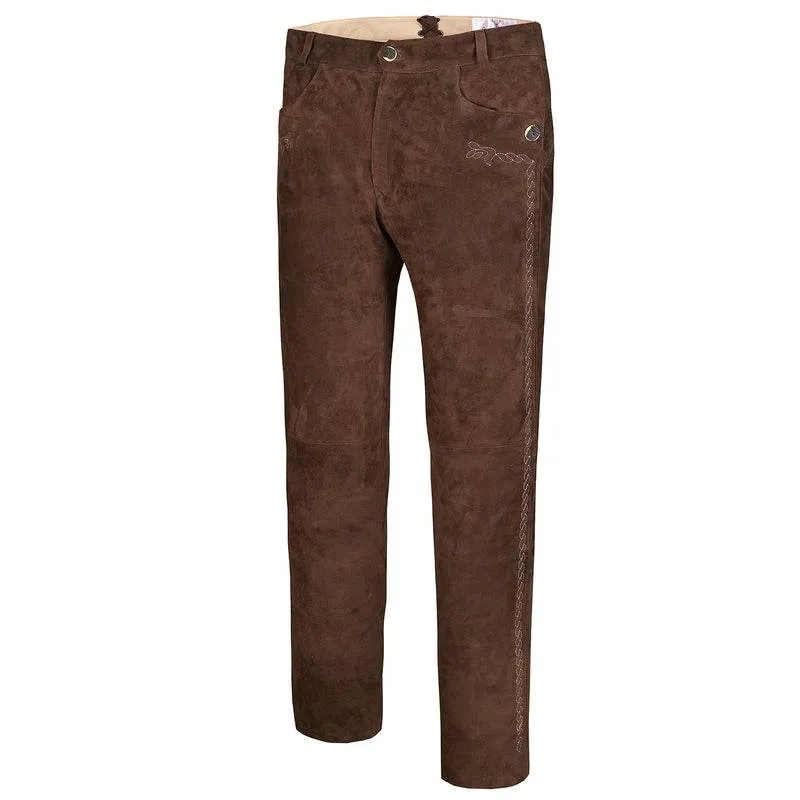Bayerische Herren Langlederhose Dunkelbraun