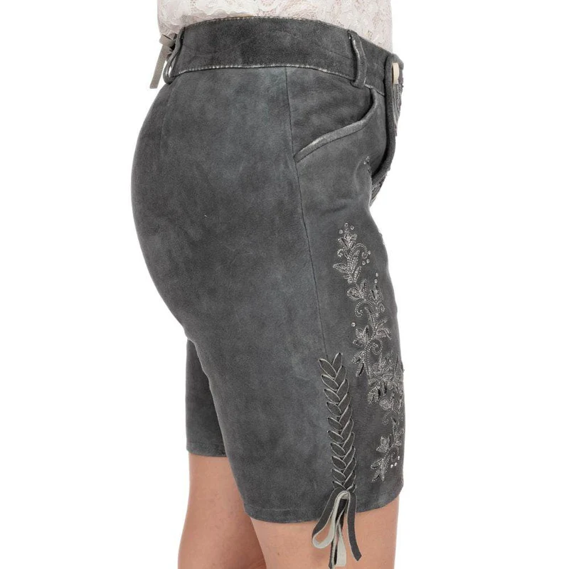 Oktoberfest Lederhose Damen kurz Braun Stickerei