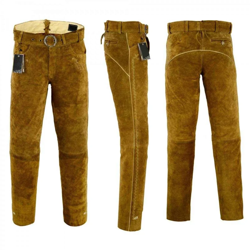 Bayerische braune Lederhose für Herren