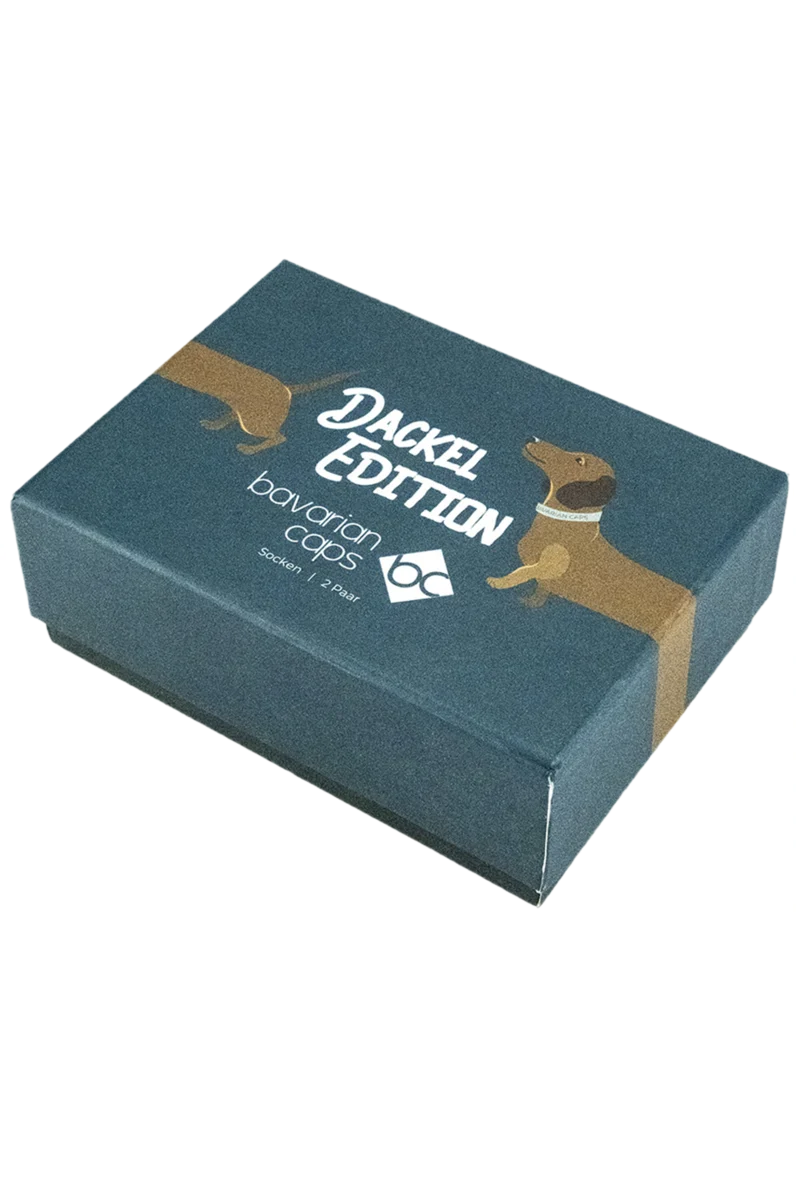 UNISEX 2 Paar Socken in Sockenbox mit Dackeln