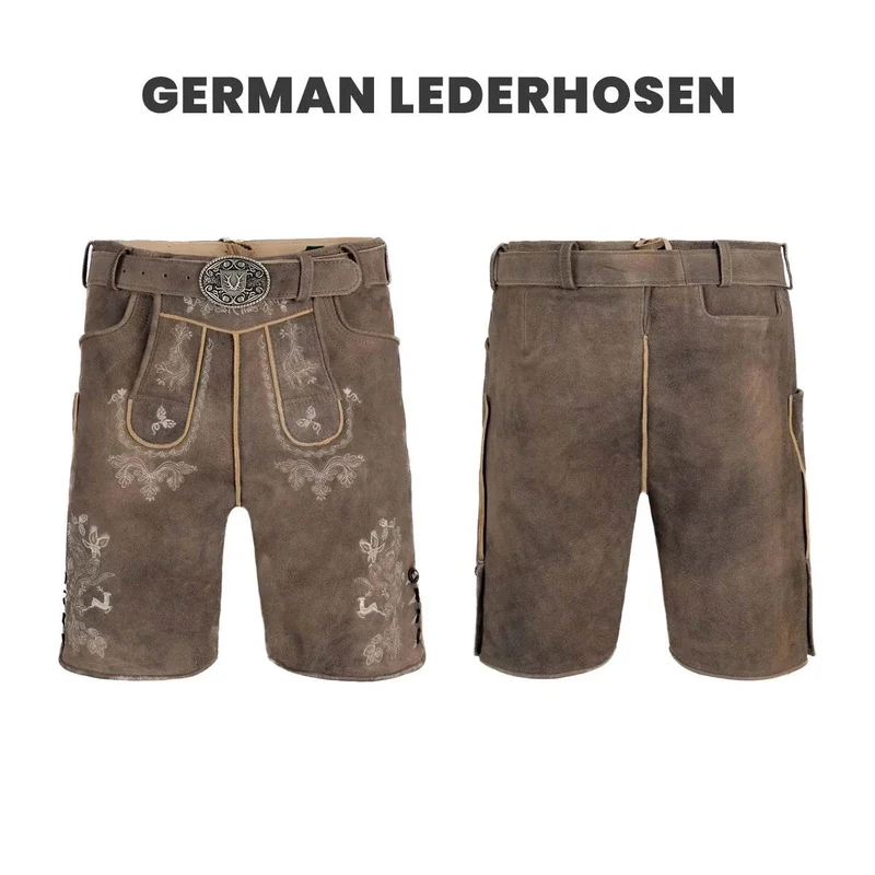 Kurze Lederhose Herren mit Latz und Edelweiß