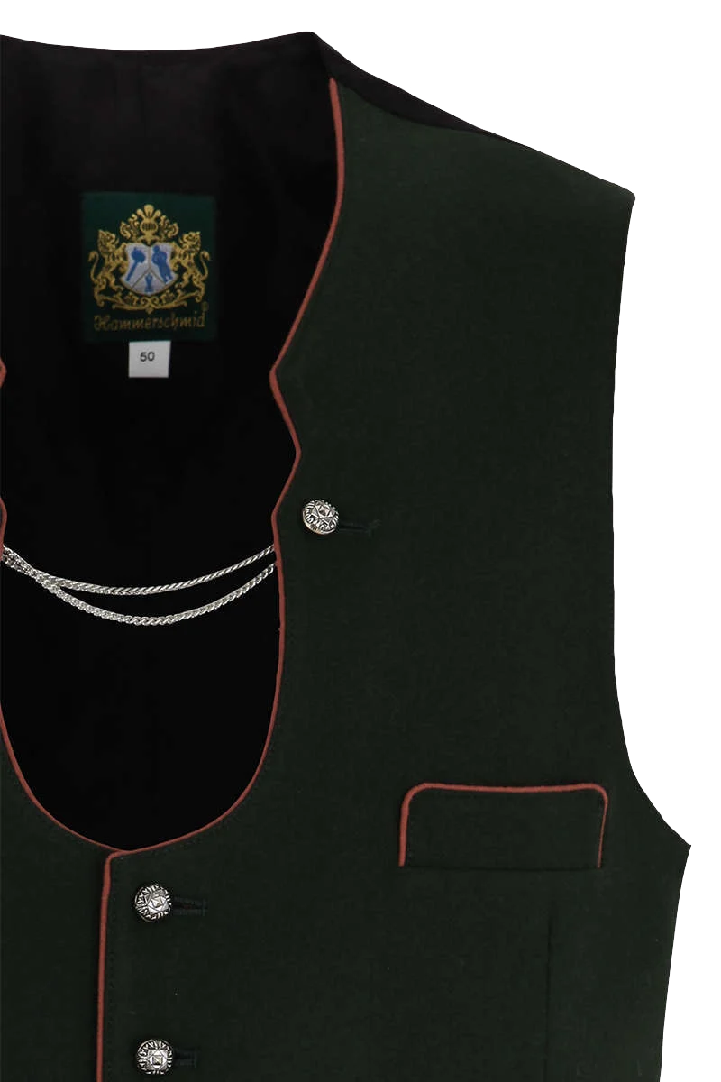 Traditionelles Trachten Gilet mit roter Paspelierung