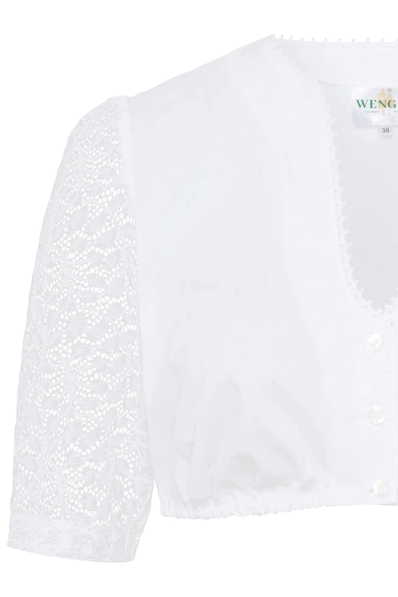 Dirndlbluse mit Spitze und halblangen Ärmeln