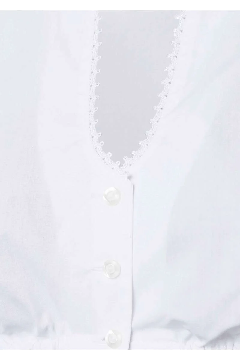 Dirndlbluse mit Spitze und halblangen Ärmeln
