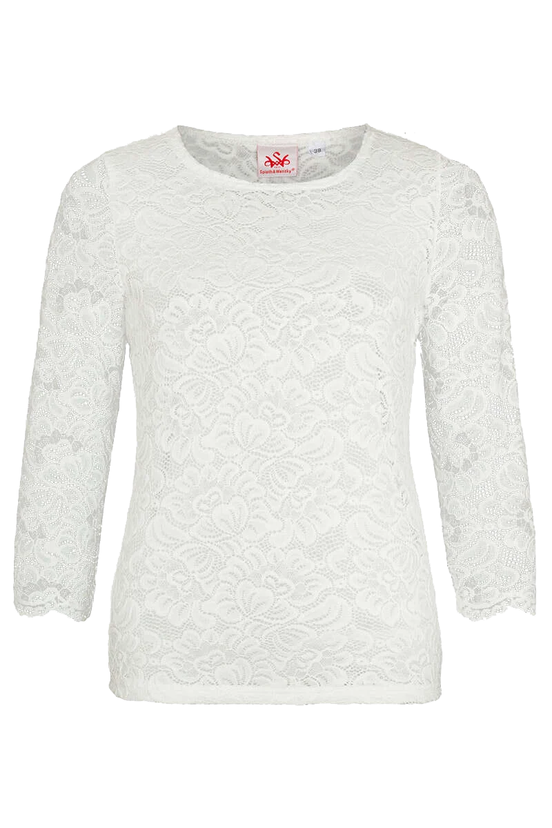 Trachtenshirt mit Spitze dreiviertelarm