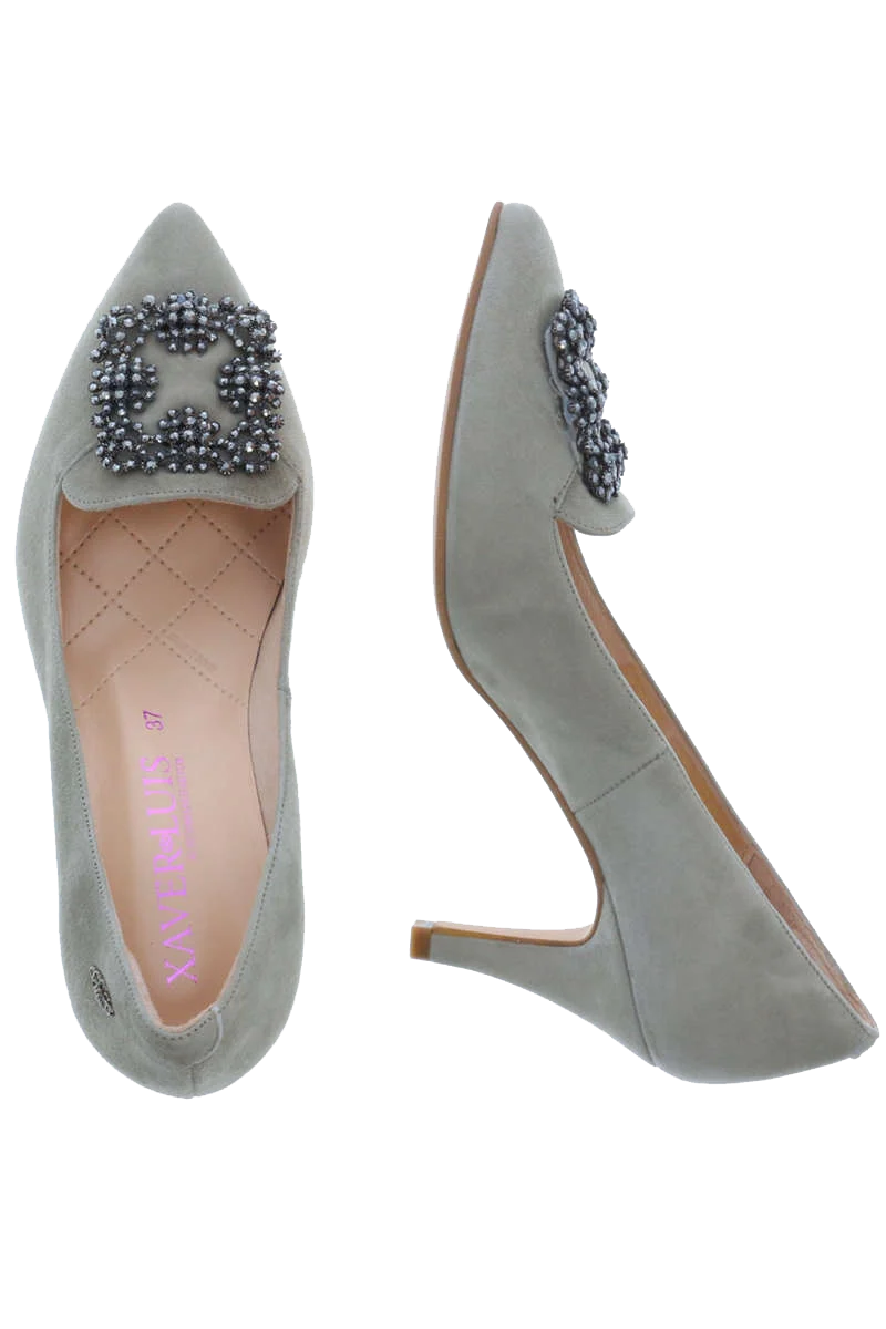 Trachten-Pumps mit Glitzerstein-Applikation