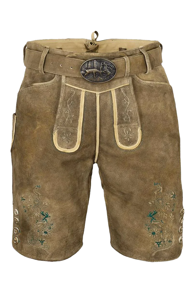 Herren Lederhose mit Gürtel kurz