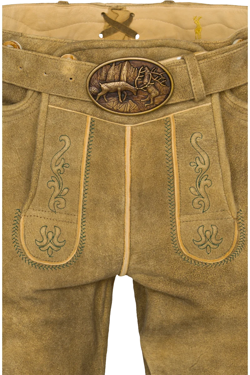Herren Lederhose mit Gürtel kurz