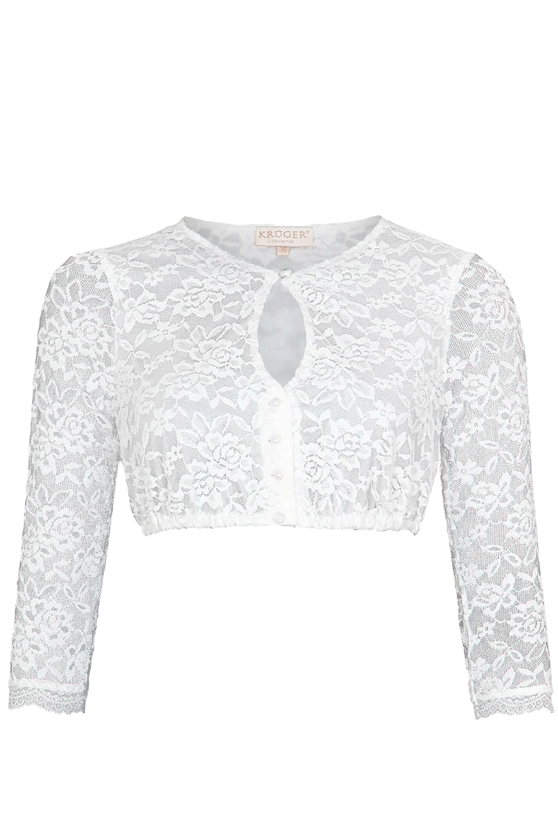 Spitzen-Dirndlbluse hochgeschlossen mit 3/4 Ärmel