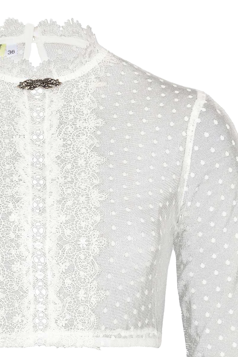 Spitzen-Dirndlbluse hochgeschlossen 3/4-Arm