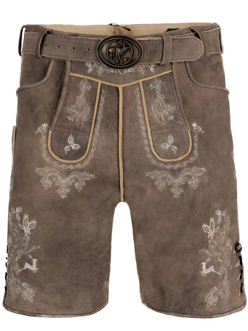 Herren Lederhose mit alpenländischer Stickerei