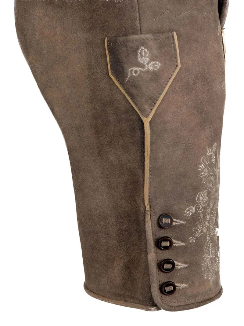 Herren Lederhose mit alpenländischer Stickerei