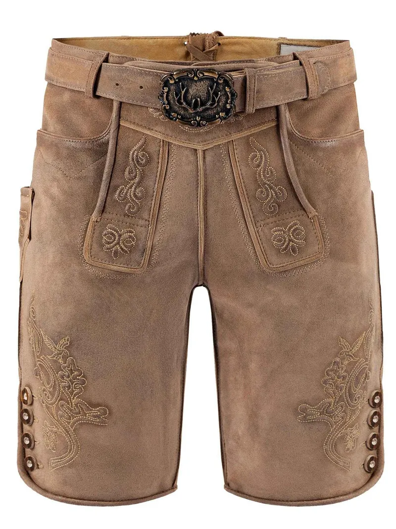 Herren Lederhosn bayerisch mit Latz und Edelweiß Zier