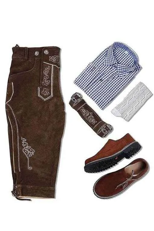 Lederhosen Outfit Herren mit Hemd & Trachtenhut