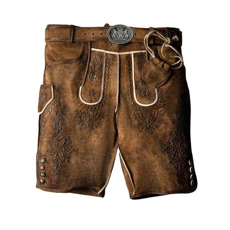 Herren Trachtenhose Kurz Dunkelbraun Hirschmotiv