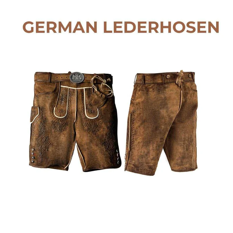 Herren Trachtenhose Kurz Dunkelbraun Hirschmotiv