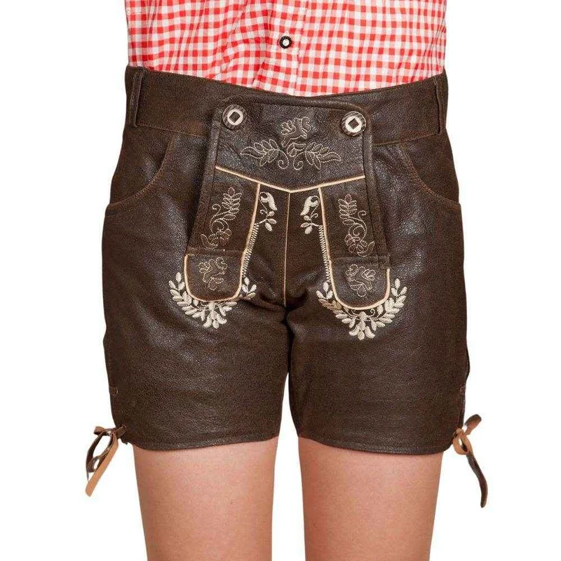 Lederhose Damen dunkelbraun kurz